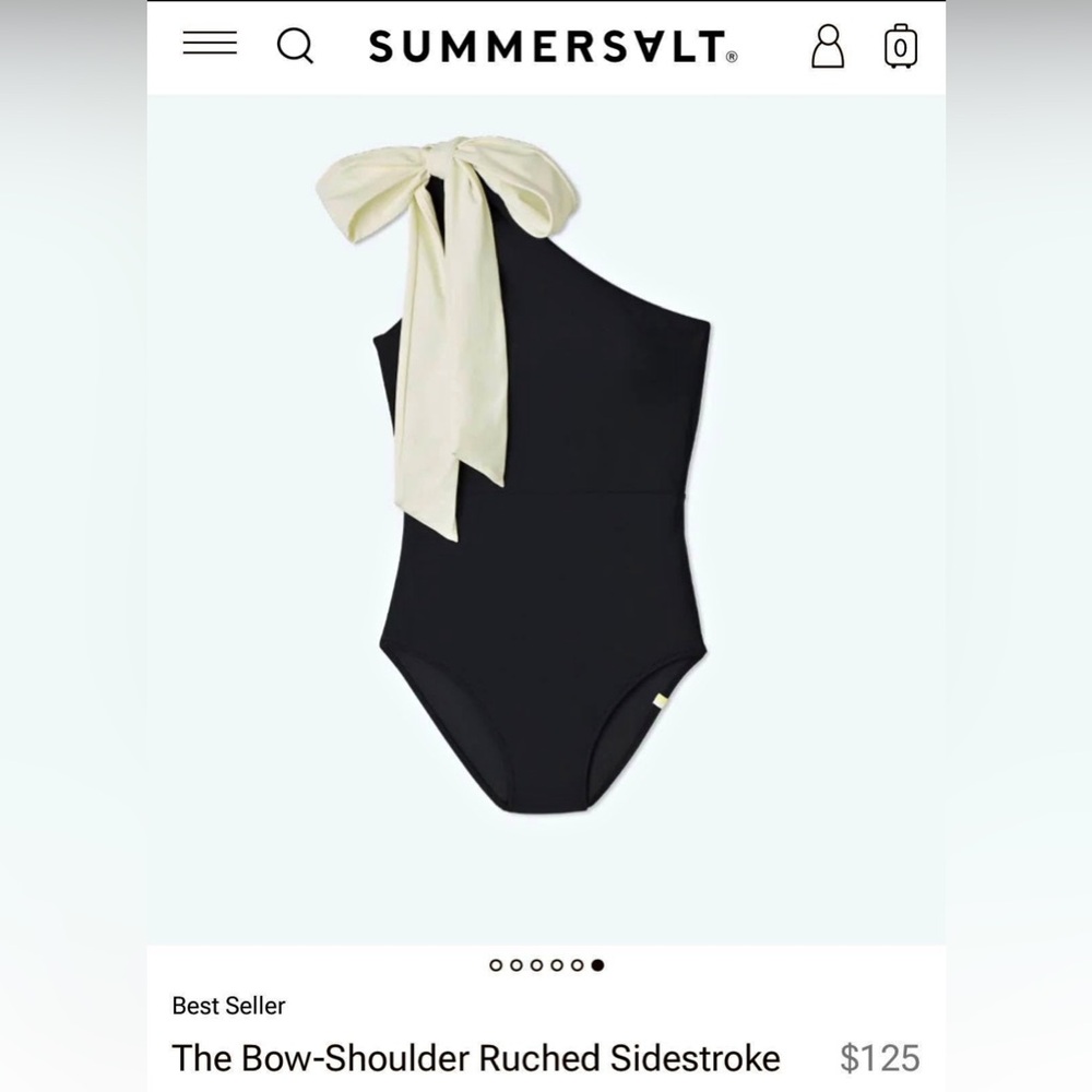 SummerSalt Black One-Shoulder Swimsuit with Cream Bow